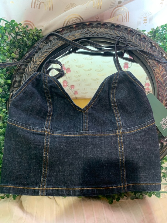 wild fable Tops - wild fable Dark Blue Denim top with Contrast Stitching